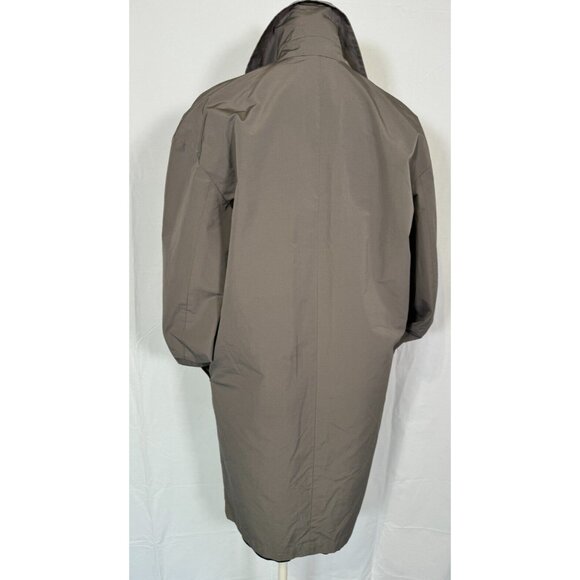 MAX MARA Grey Beige Nylon Rain Trench Coat Reversible Long Jacket Pockets Sz 6 - Picture 5 of 16
